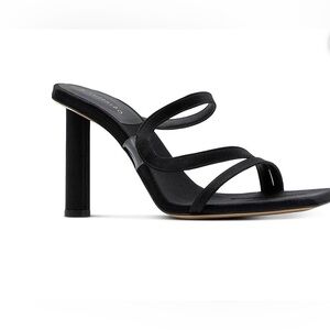 ILIO SMERALDO Women’s Black Strappy High Heel Slide Sandals